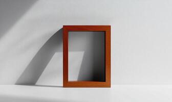 a wooden frame sitting on a white surface photo