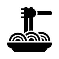 Well designed glyph style icon of spaghetti with fork vector