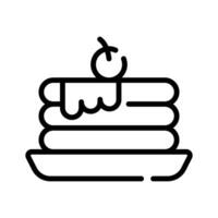 A customizable line style icon of pancakes with topping on it vector