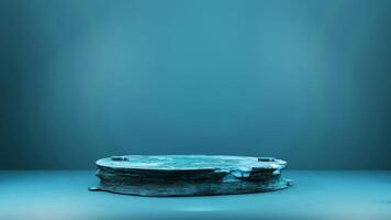 An empty blue table with a blue background photo