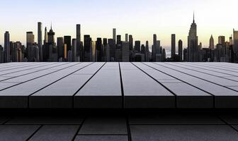 Panoramic City Skyline View During Sunset with Modern Architectural Elements and Urban Landscape in the Background photo