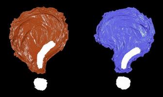 Colorful question marks on a black background, showcasing abstract art with red and blue hues, perfect for inquiries and curiosity themes photo