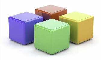 Four colorful cubes on a white background photo
