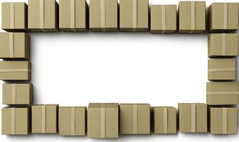 A frame made out of cardboard boxes on a white background photo