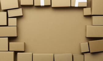 A square frame made of cardboard boxes photo