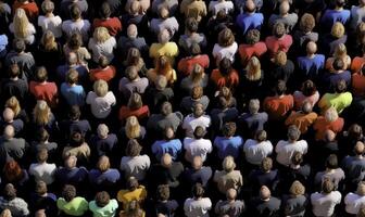 An overhead view of a crowd of people photo