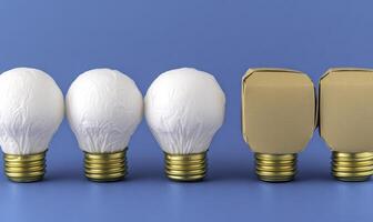 Five light bulbs with different shapes and sizes photo