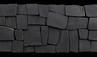 Textured Black Wooden Planks Collection Displayed on Dark Background Showing Unique Patterns and Natural Grain for Creative Design Projects photo