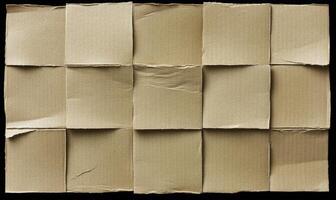 Textured Surface of Multiple Brown Cardboard Pieces Arranged in a Grid Pattern for Background or Creative Projects in Various Industries photo