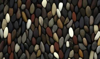 Colorful Pebbles and Smooth Stones Create a Unique Textured Background for Creative Projects and Nature-Inspired Designs in Earthy Tones photo