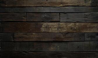 Dark Weathered Wooden Planks with Distressed Texture for Background or Design Elements in Rustic or Vintage Style photo