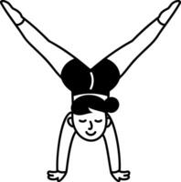 A doodle style icon showing a gymnastics in a handstand vector