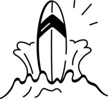 A sketchy style icon of surfboard vector