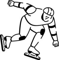 A doodle style icon of an ice skating character vector