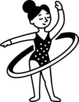 Hand drawn icon of hoop gymnastics representing the rhythmic vector