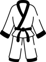 Doodle style icon showing karate suite with a belt vector