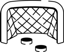 A hockey net with pucks, sketchy style icon vector