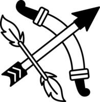 A hand drawn icon of a bow arrow vector