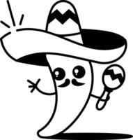 A doodle style icon of a mexican chilli character vector