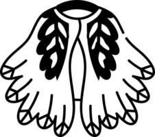 A doodle style icon of a feathered cape vector