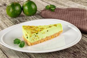 A slice of pie on a plate photo