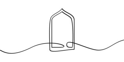 continuous line drawing of dome or door symbol. abstract line art illustration vector