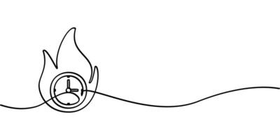 continuous line drawing of fire clock symbol. abstract line art illustration vector