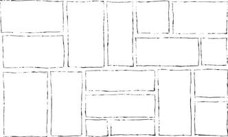 Border frame. Black dirty square collection. Simple scratch brush empty doodle. Freehand grungy rectangle. Outline sketch drawn vector