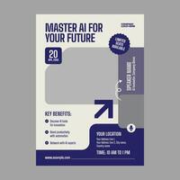 Online Workshop Flyer Template, Professional Event Poster, Webinar and Training Course Promotion Design, Editable AI Workshop Flyer, Modern Online Workshop Flyer, Digital Learning Event Template vector