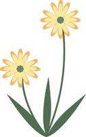 Yellow flower illustration with cartoon style. vector