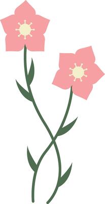 Pink Flower Illustration with Cartoon Design