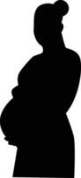 Black Silhouette of Pregnant Woman with Simple Design and Shape vector