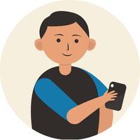Illustration of Children Addicted to Smartphone with Flat Design vector