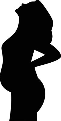 Black Silhouette of Pregnant Woman in Abstract Design