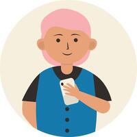 Illustration of Children Addicted to Smartphone in Flat Design. vector