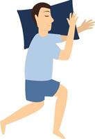 Man Sleeping Position Illustration in Simple Design. vector