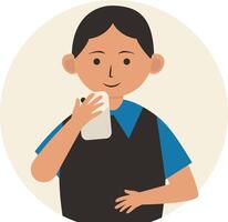 Illustration of Children Addicted to Smartphone with Flat Design. vector