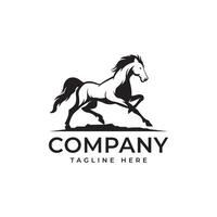 Running horse elegant logo illustration design vector