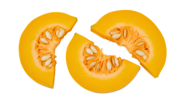 Organic squash slices top view with visible seeds isolated on transparent background for plant-based, vegetarian, and autumn-inspired dishes png