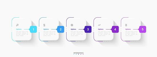 Infographic label design template with icons and 5 options. Can be used for process diagram, presentations, workflow layout, banner, info graph vector