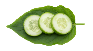 Fresh green cucumber with slices arranged in a circle isolated on transparent background for vegan and vegetarian meal visuals png
