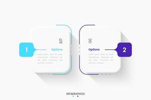 Infographic label design template with icons and 2 options or steps. Can be used for process diagram, presentations, workflow layout, banner, info graph vector