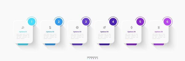 Infographic label design template with icons and 6 options or steps. Can be used for process diagram, presentations, workflow layout, flow chart, info graph vector