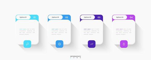 Infographic label design template with icons and 4 options. Can be used for process diagram, presentations, workflow layout, banner, info graph vector