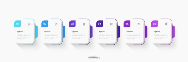 Infographic label design template with icons and 6 options or steps. Can be used for process diagram, presentations, workflow layout, banner, flow chart, info graph vector