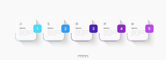 Infographic label design template with icons and 5 options or steps. Can be used for process diagram, presentations, workflow layout, banner, flowchart, info graph vector