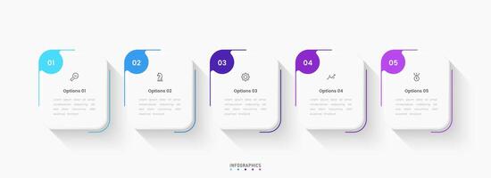 Infographic label design template with icons and 5 options or steps. Can be used for process diagram, presentations, workflow, banner, info graph vector