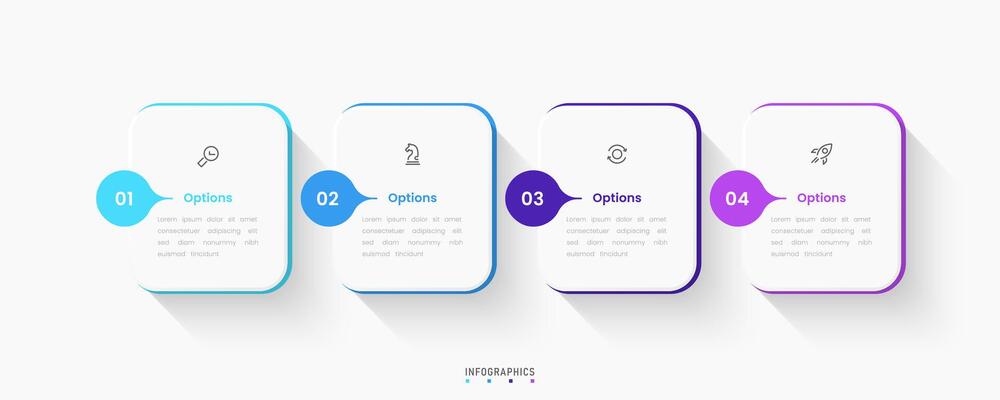 Infographic label design template with icons and 4 options or steps. Can be used for process diagram, presentations, workflow layout, flowchart, info graph.