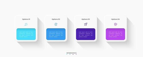 Infographic label design template with icons and 4 options. Can be used for process, presentations, workflow layout, flowchart, info graph. vector