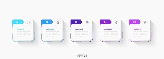 Infographic label design template with icons and 5 options or steps. Can be used for process diagram, presentations, workflow layout, banner, info graph vector